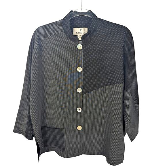 Emmelle Shirt Relaxed Blazer Mixed Print Black White Mother Pearl Buttons L / XL - Picture 1 of 10